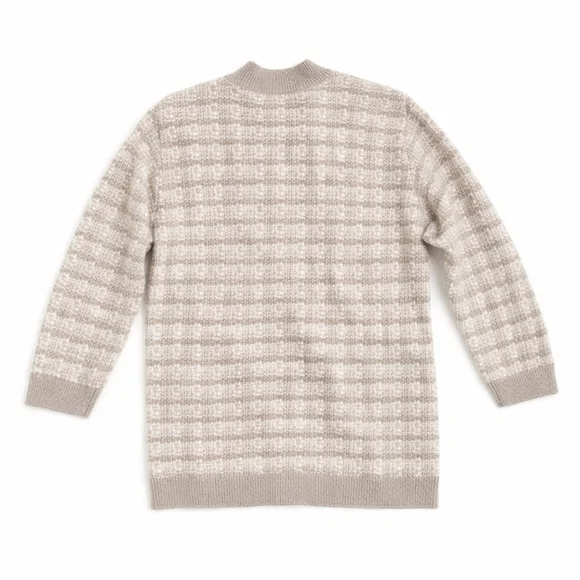 Aritzia Babaton Lacer Cardigan 100% Merino Wool Grey White Tweed Knit Size S - Picture 7 of 11